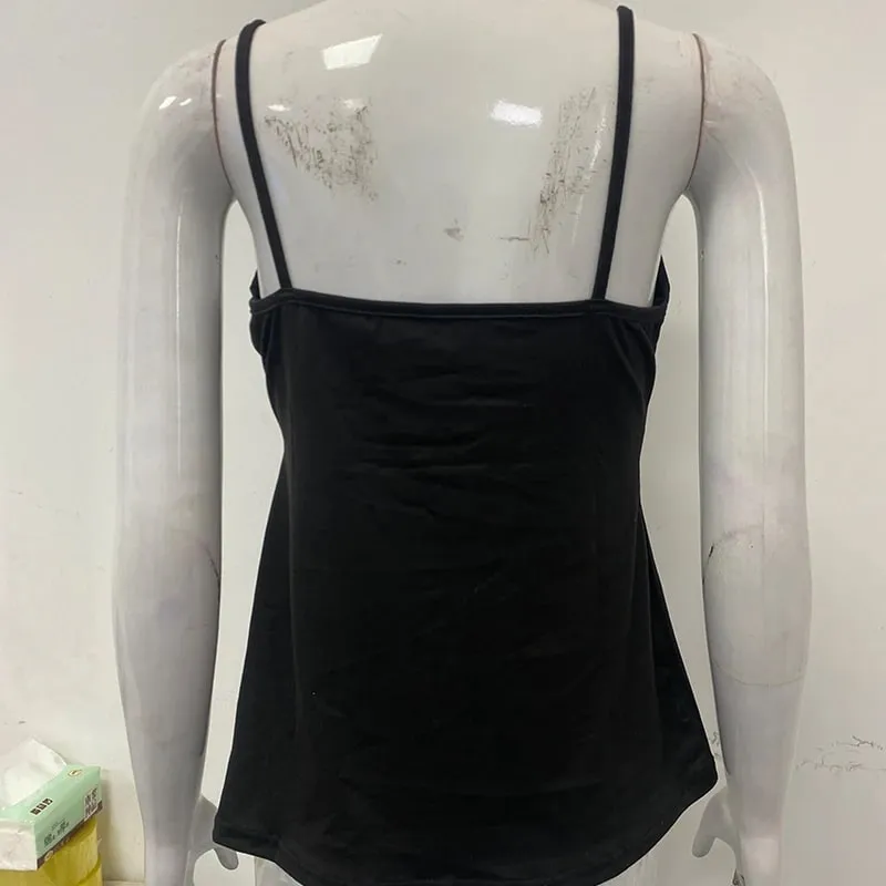 Aesthetic Flower Print Rhinestone Decorative Slim Camisole Summer V Neck Backless Fashion Street Vintage Harajuku Sleeveless Top — image 7