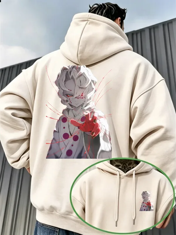 Bandai Demon Slayer Men's Hoodie Rui (Spider Demon) Print High-Quality Warm Autumn/Winter Casual Pullover Sweatshirt — image 4