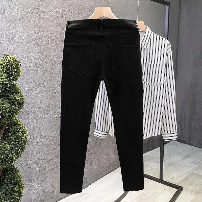 Luxury Fashion Hot Diamond Black Jeans Men's Autumn Men's Pants Brand Slim 2025 New Gypsy Star Fried Street Handsome Pants — image 7