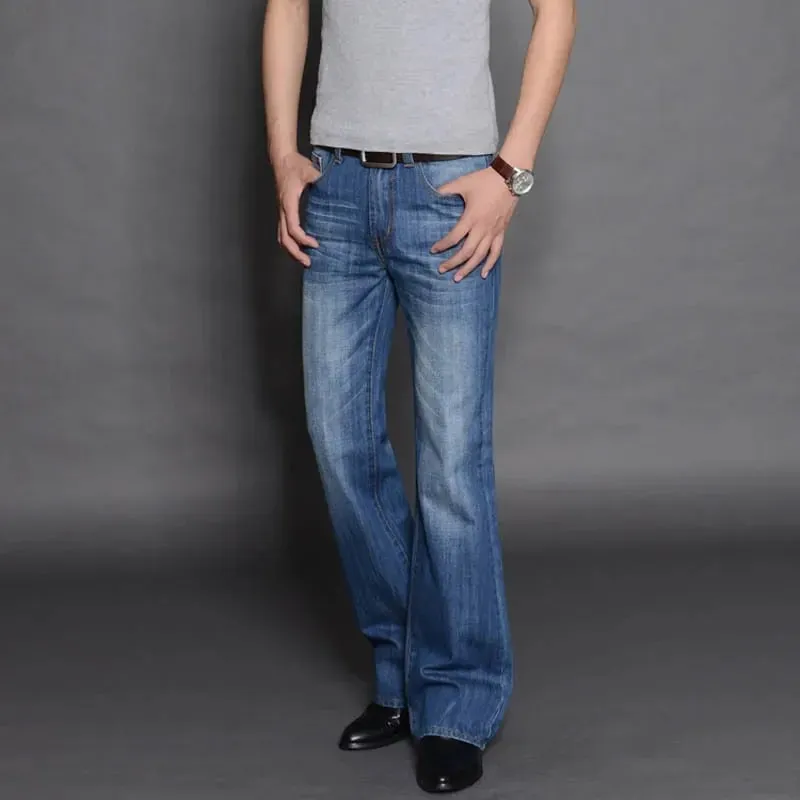Denim Flared Jeans Men Boot Cut Denim Pants Comfortable Slightly Slim Classic Loose Casual Blue Black Trousers For Male Bootcut — image 9