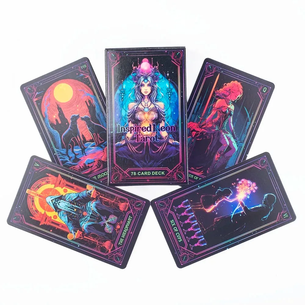 Inspired Neon Tarot Deck 78 Cards English Visions Divination Edition 10.3x6cm Board for Playing Games And Divination — image 2