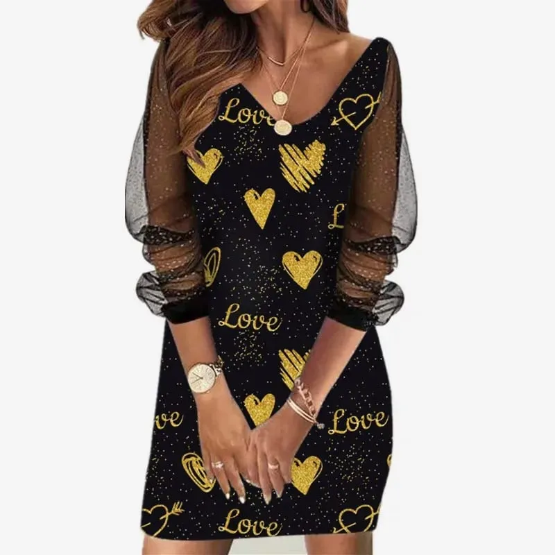 2024 novo estilo primavera em torno do pescoço lantejoulas perspectiva gaze vestido senhora