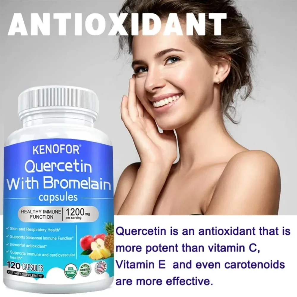 Quercetin Bromelain Capsules - Supports Immune Cardiovascular & Respiratory Health Antioxidant Supplements — image 6