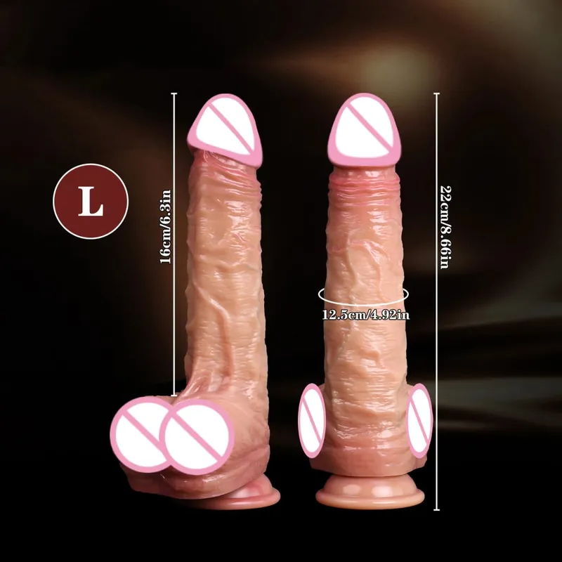 Makatotohanang Dildos Skin Sliding Foreskin Testicles Dildo para sa Babae Masturbesyon Anal Vaginal Stimulation Strapon Silicone Sex Toys — image 9
