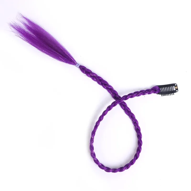 Synthetic 5 Pcs/Lot Clip-in Extensions For Women Ponytail Rainbow Braid Hair Extension 22'' Ombre Hairpiece Box Braid With Clip