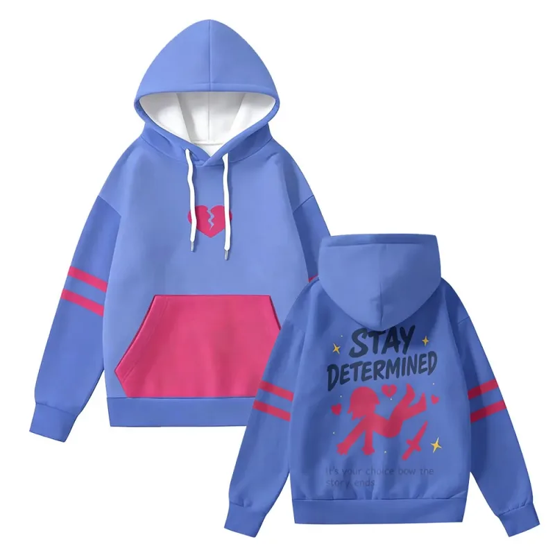 Undertale Frisk Cosplay Hoodies Men Women Pullover Jacket STAY DETERMINED Letter Graphic Sudaderas Casual Streetwear Couple Tops