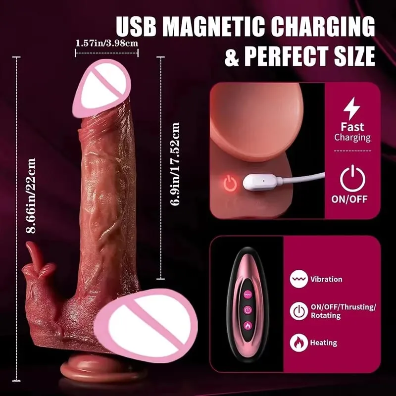 Vibrador - Vibrador -9 Polegadas Massageador Vibratório de Silicone Telescópico para Casais 10 Modos Brinquedo de Massagem Erótica Seguro Discreto Parceiro Feminino Prazer — image 5