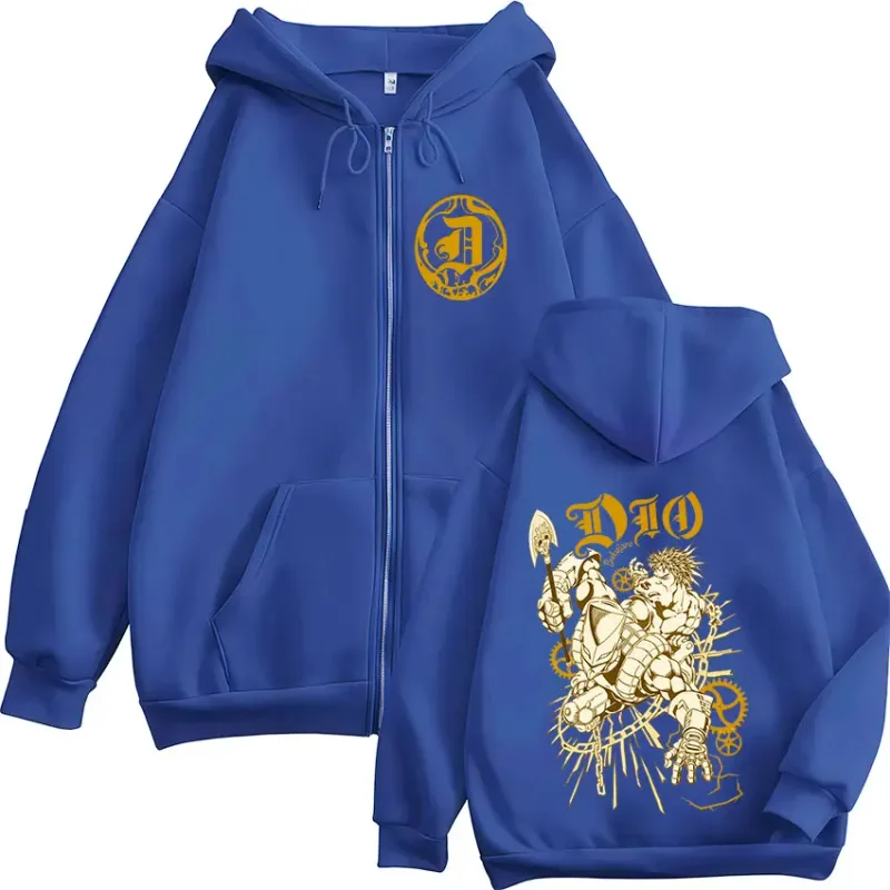 Anime Jojo Bizarre Adventure Dio Brando Zipper Hoodies Men's Women Zip Up Hooded Sweatshirts Fashion Jackets Coats Streetwear — image 6