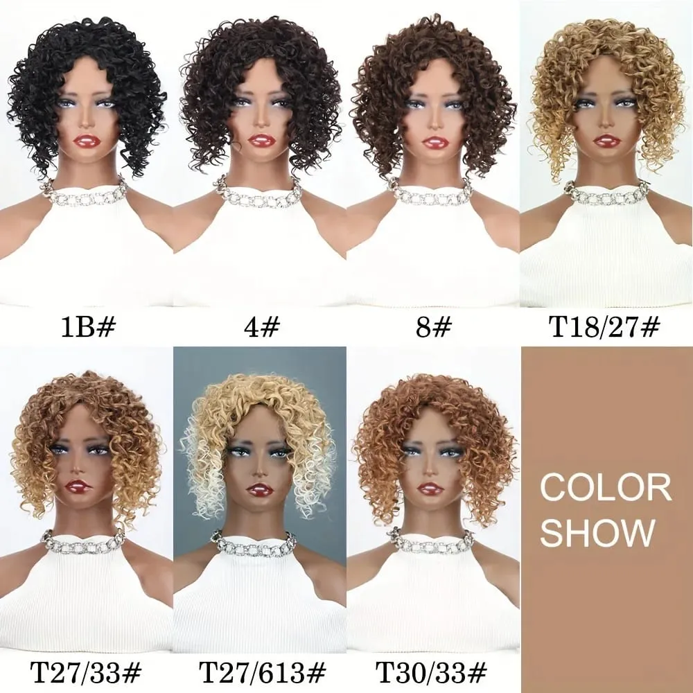8inch Fluffy Natural Afro Kinky Curly Short Hair Toppers Hairpieces Clip-on Synthetic Hair Pieces for Women with Thinning Hair — image 6