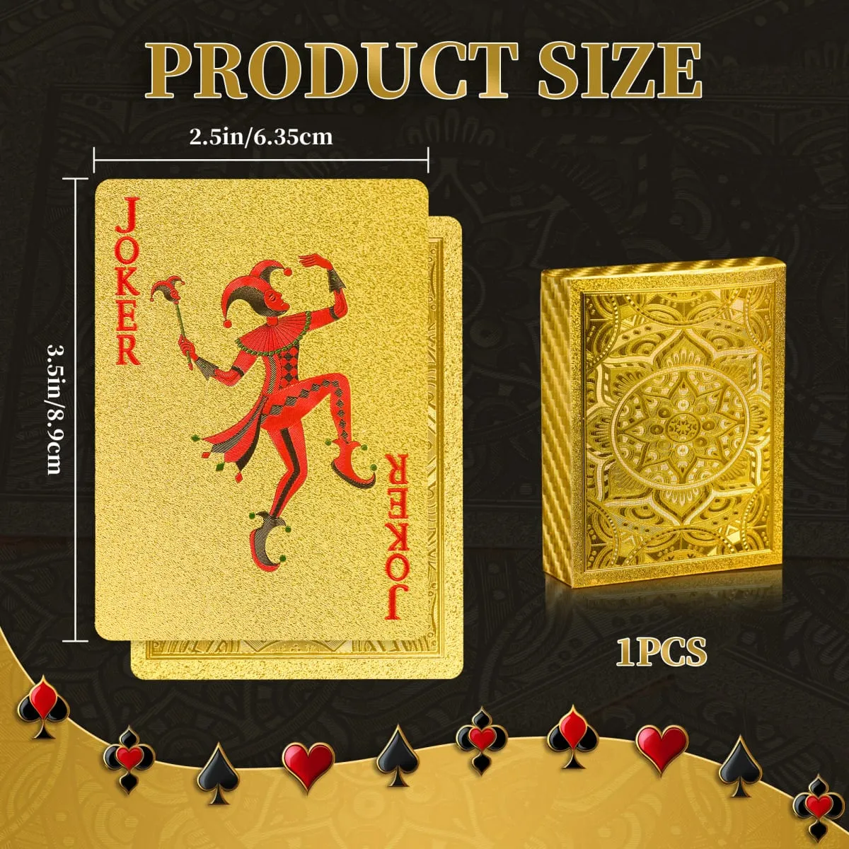 Gold Size Playing Cards | 1/2/4 Pack Plastic Waterproof Poker Set | Professional Board Games | Adult Game Gift for Holidays Vac — image 2