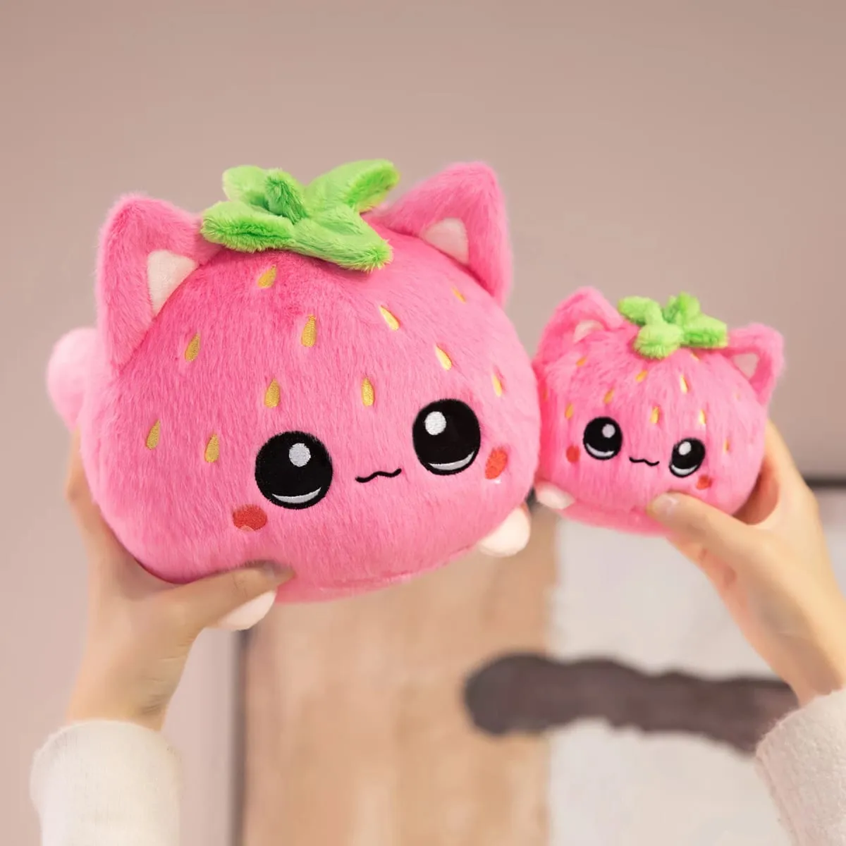 Lovely Strawberry Cat Soft Stuffed Throw Pillow Cat Lovers Cute Funny Home Decoration Kids Friends Office Workers Birthday Gifts — image 5