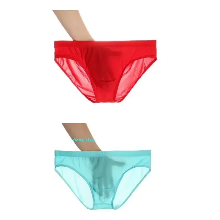 2 pçs ultra fino cuecas de seda gelo masculino plus size M-4XL cor sólida juventude translúcido cintura baixa respirável sexy calcinha masculina — image 17