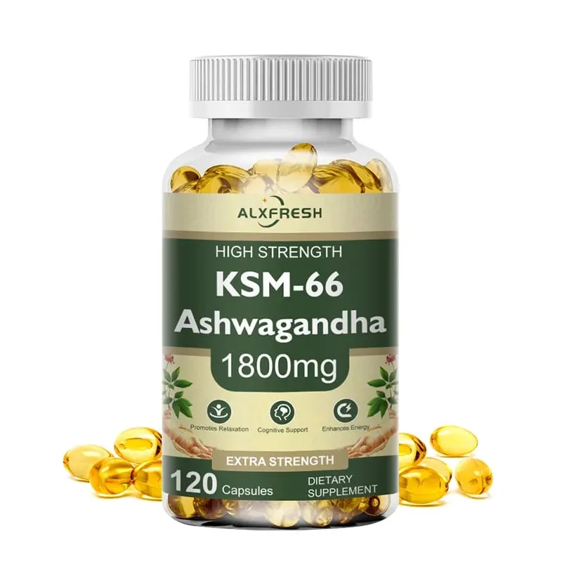KSM-66 Cápsulas Orgânicas de Ashwagandha com Zinco | Vegano não OGM | Suplemento de saúde de fórmula premium