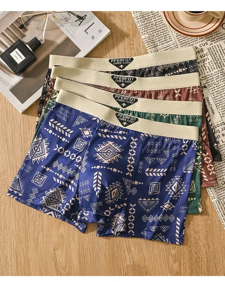 4 pçs shorts esportivos homens graffiti boxers e cuecas moda masculina boxer briefs algodão homem boxer calcinha conjunto homem roupa interior — image 10