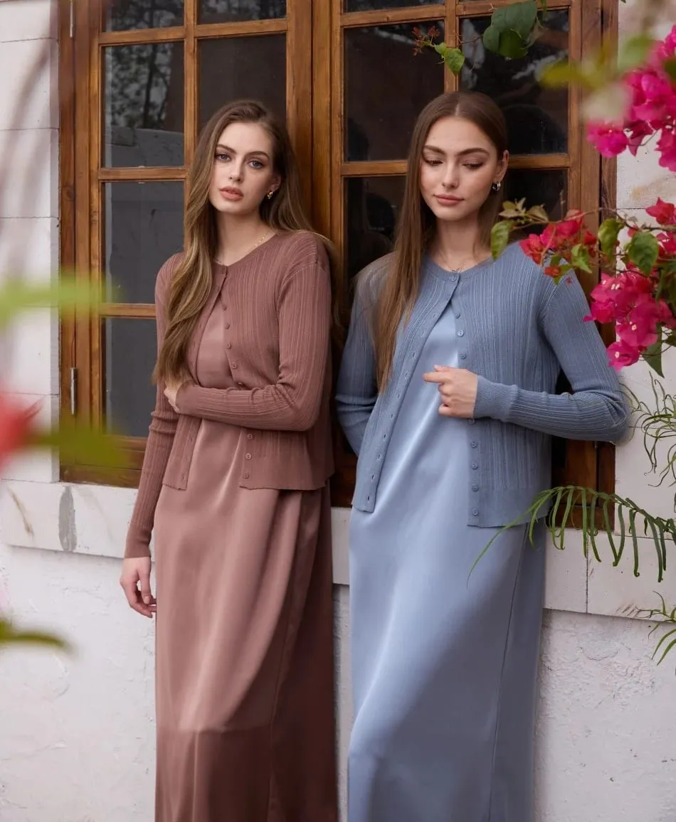 AS SS26 Lace slip satin dress + lace satin skirt +knitting vest + knitting cardigan collection woman dressy outfit — image 2