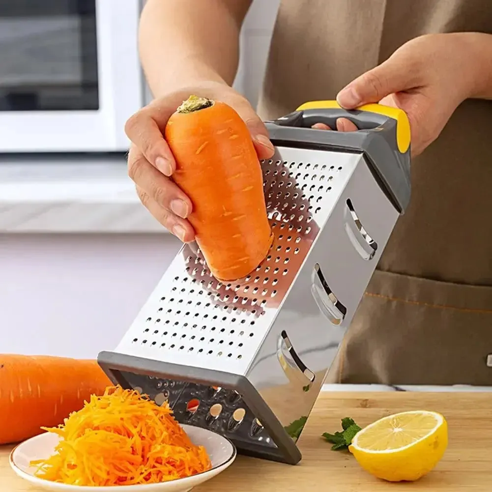 4-Sided Boxed Grater Sturdy Vegetable Peeling Tool Silver Color Multi-face Grater — image 5