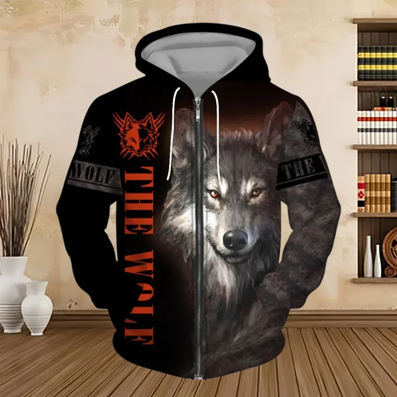 Primavera e outono moletom com capuz masculino 3d impressão digital série tigre zip up hoodies moda moletom personalizado para homem — image 11