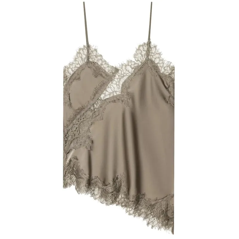 2025 Žena Asymetrické Slip Top Ženy Sexy Černá Žlutá Modrá Top Krajka Tanky & Camis Elegantní Košilka bez rukávů Y2K bez zad — image 10
