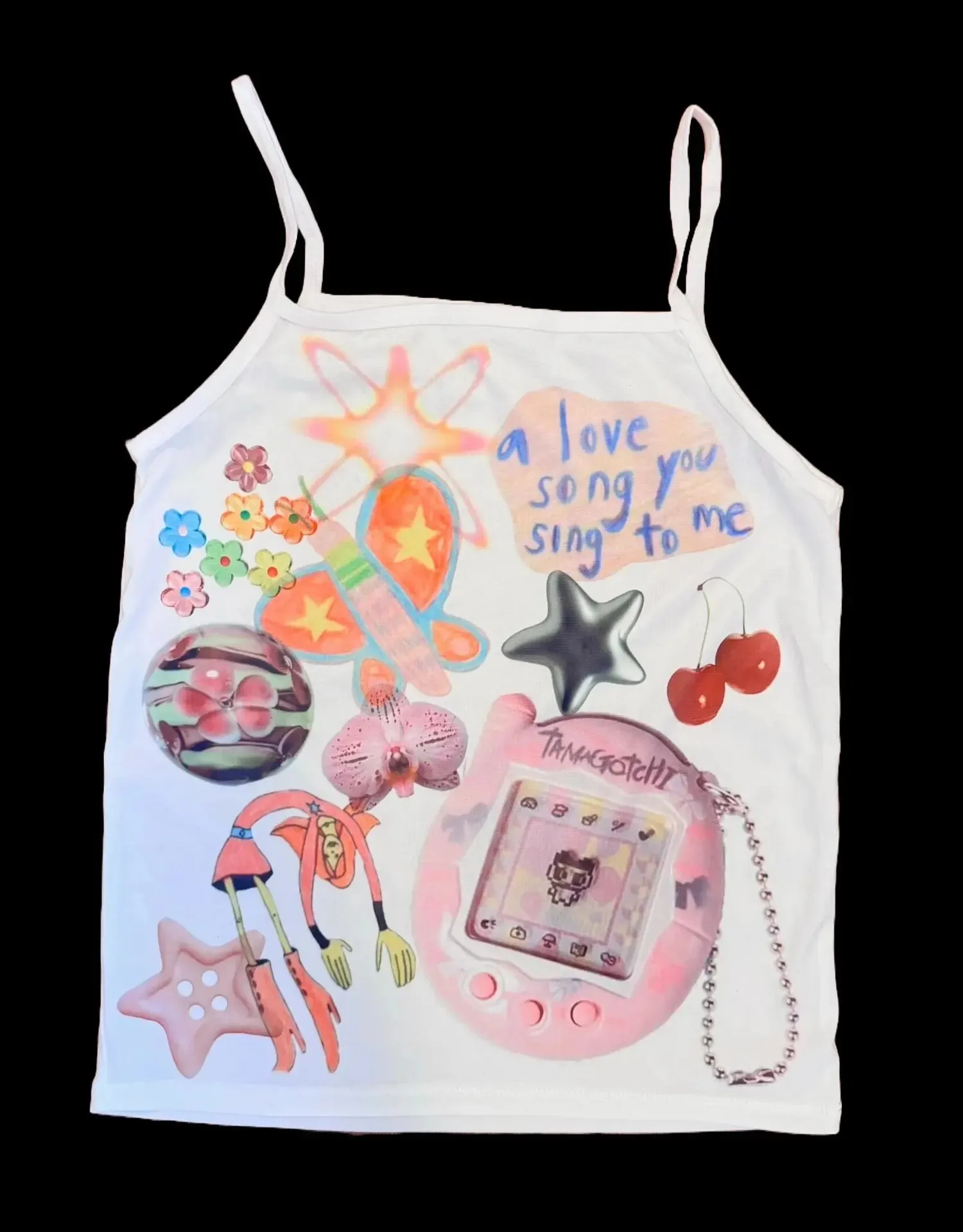 System Of A Down Hand Print Women Crop Cami Top Y2K Rock Band Slim Fit Spaghetti Strap Sleeveless Vintage Grunge Tank Top