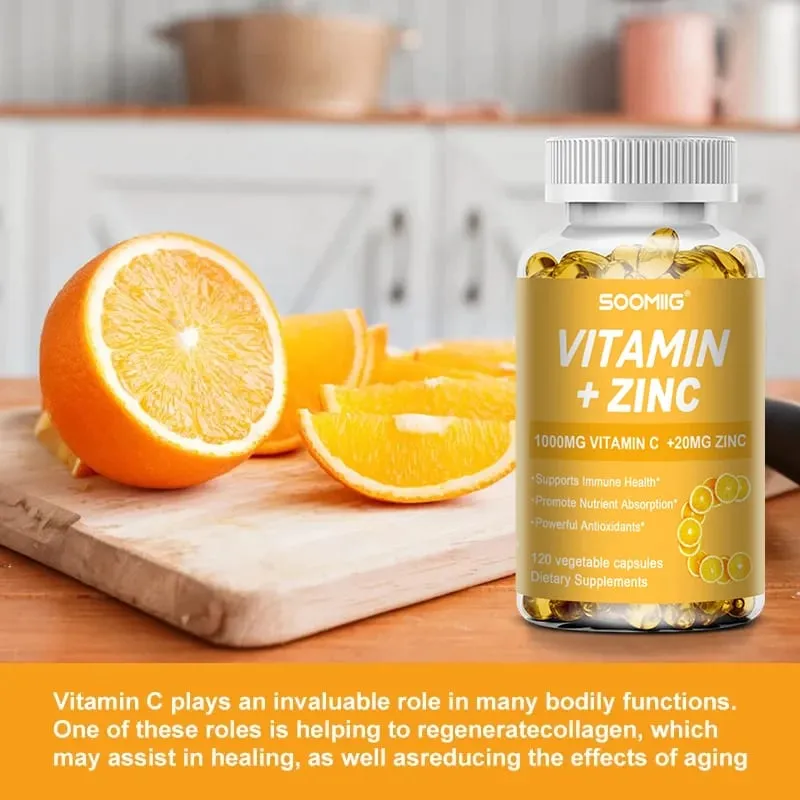 Soomiig Vitamin C with Zinc Capsules Vitamin C 1000MG Zinc 20 Mg for Immune Support Powerful Antioxidant & Energy Production — image 3