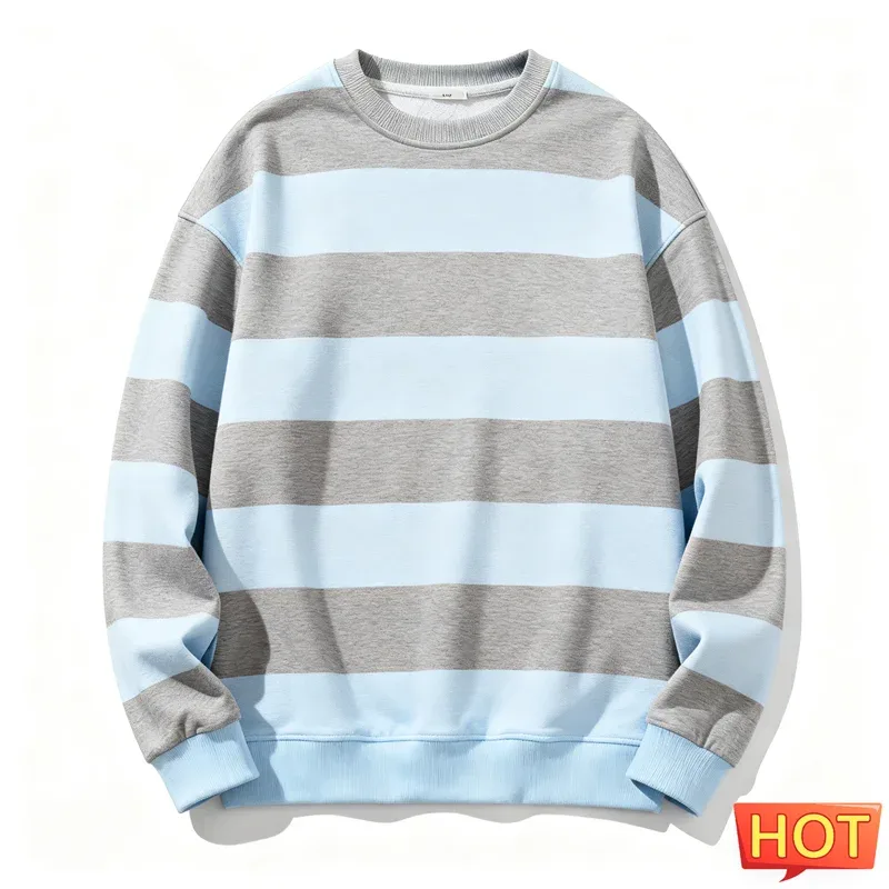 Moletons gráficos listrados retrô para homens, simples, casuais, manga comprida, estampa 3D, feio, solto, respirável, pulôveres com gola redonda — image 6