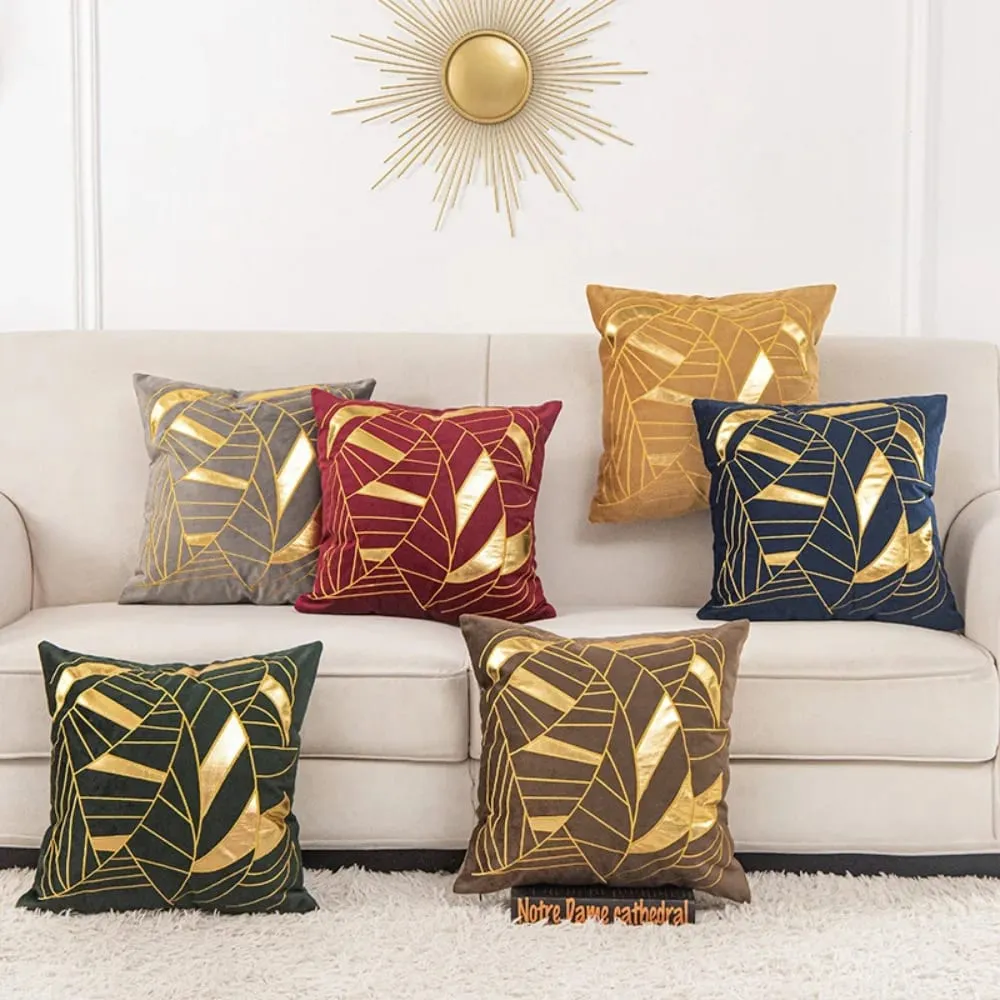 Luxury Blue Velvet Bronzing Cushion Cover 45x45cm Soft Decorative Throw Pillow Case for Bedroom Home — image 3