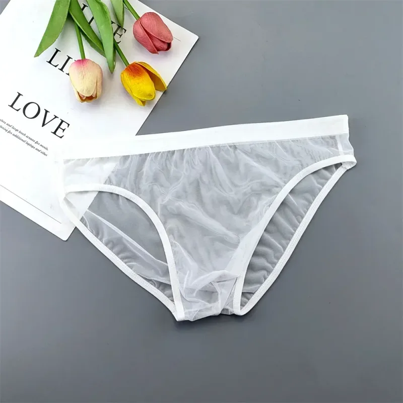 Plus Size Transparent Underwear See Through Sexy Briefs for Men with Pouch Nylon Hombre Slips Breathable Male Panties XL-4XL — image 9