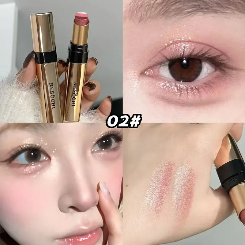 3 Colors Eyeshadow Stick Shimmer Glitter Cream Eye Shadow Waterproof Lasting High Pigmented Metallic Eyeshadow Pencil Makeup — image 3