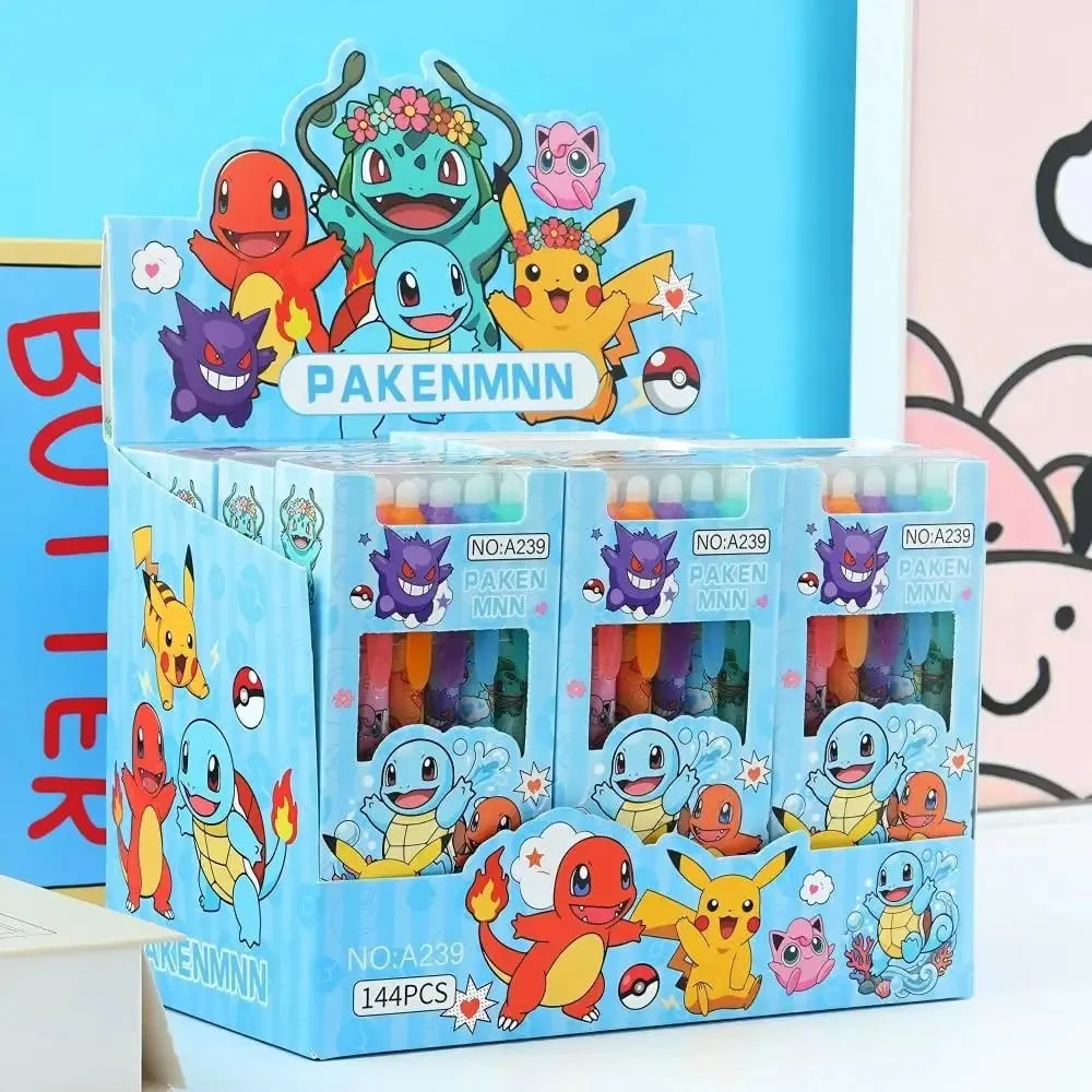 Random 6/12/24pcs Pokemon 0.5mm Blue Ink Erasable Neutral Pens Cute Student School Supplies Cartoon Stationery Rubbable Pen — image 3