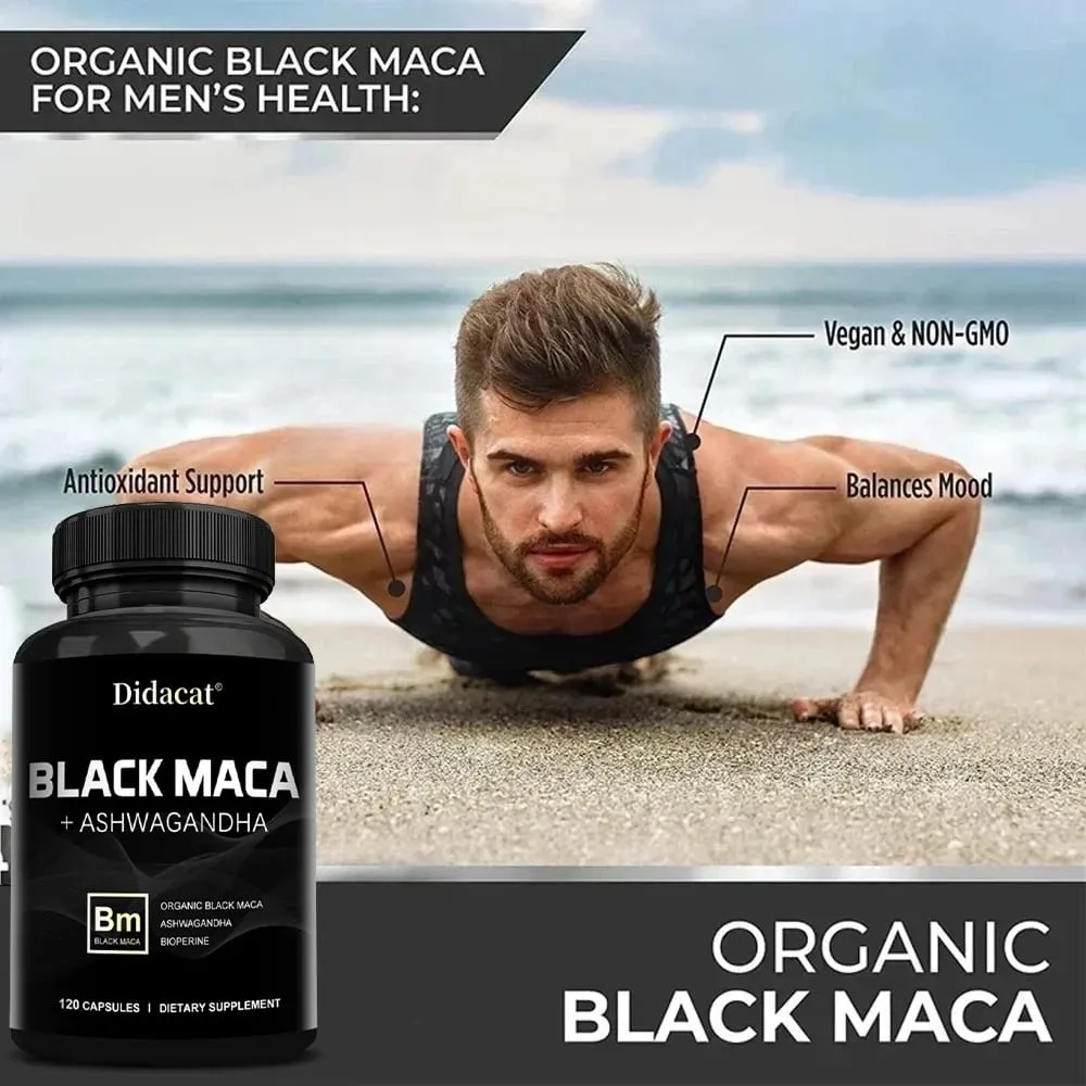 Organic Black Maca + Ashwagandha - High-concentration Black Maca Capsules for Men Supporting Strength Endurance and Vitality — image 3