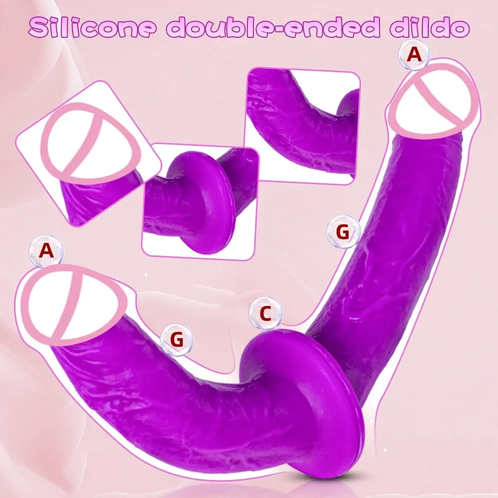 Vibrador realista de duas cabeças, pênis longo, penetração dupla, ponto g, vagina, pau anal, projetado para mulheres lésbicas, brinquedos sexuais adultos — image 2