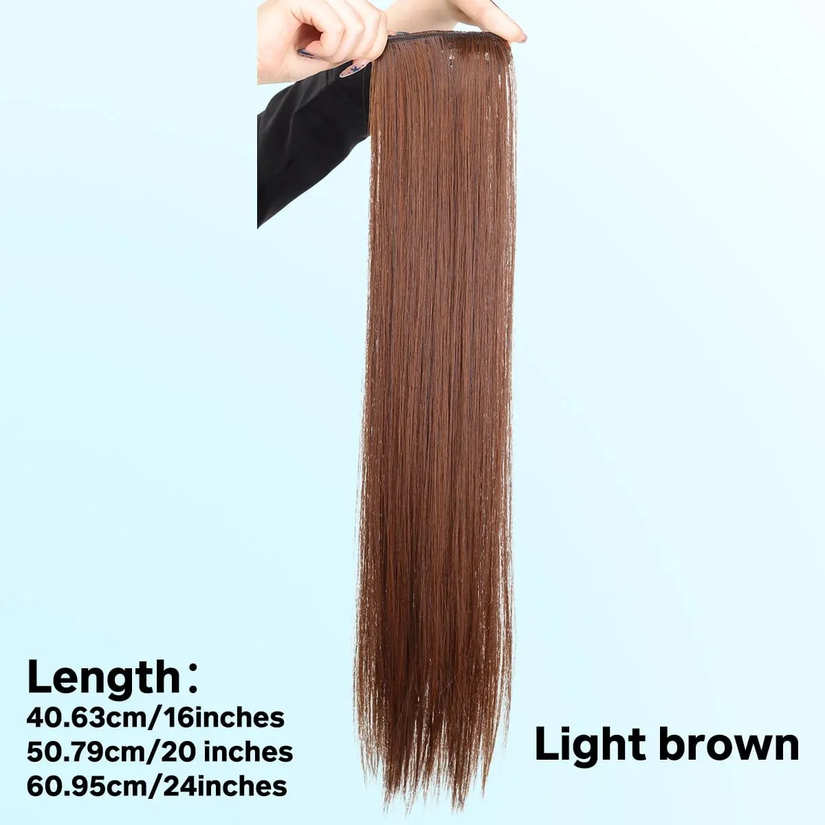 1개 합성 16"20"24" 클립 머리 연장 조각 가발 여성용 경량 상단 교체 긴 직모 — image 7