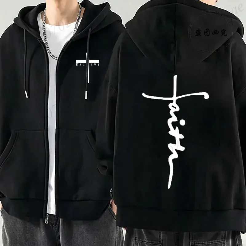 New Fashion Zipper Hoodies Christ Jesus Cross Print Men Hoodies Sweatshirts Fleece Hip Hop Street Hoodie Zip Up Sweatshirts Top — image 14