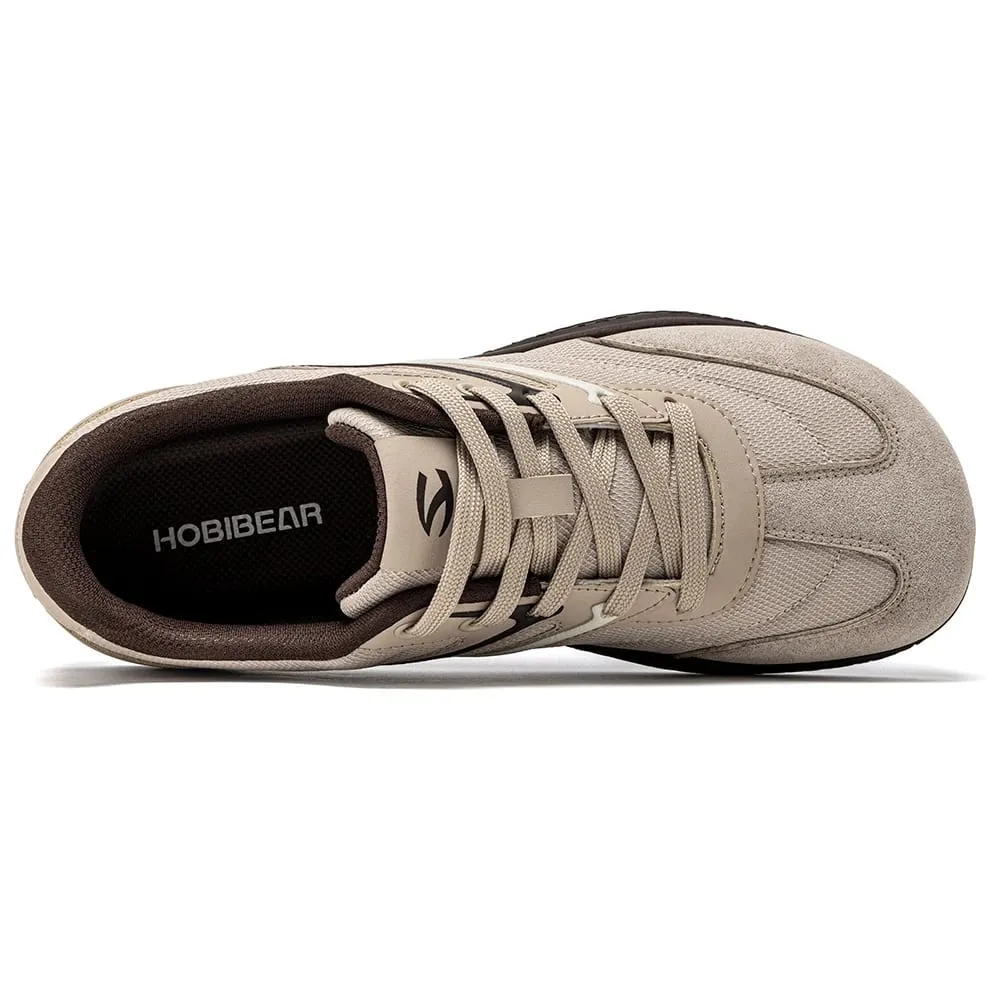 Barefoot Wide Width Shoes Unisex Artificial Leather Minimalist Sneakers Lace-Up Retro Walking Shoes for Women Men