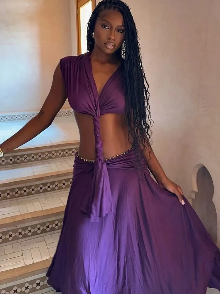 Nibber Prom Party Maxi Dress Woman Sexy Hollow Design Low-Neck Sleeveless Backless Waistless Ruched Midnight Elegant Vestidos — image 4