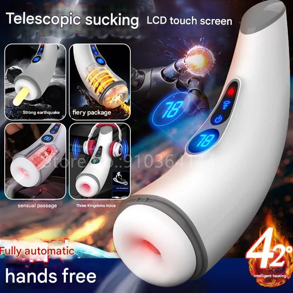 Automático poderoso sucção telescópica masculino masturbador copo inteligente aquecimento vibração máquina de boquete orgasmo adulto brinquedos sexuais para homem — image 5