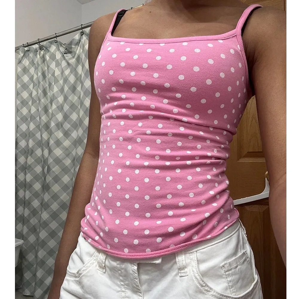 Sexy Polka Dot Tanks Tops for Women Vintage Cute Summer Y2K Coquette Square Neck Camisole Slim Fit Going Out Vests Camis — image 11