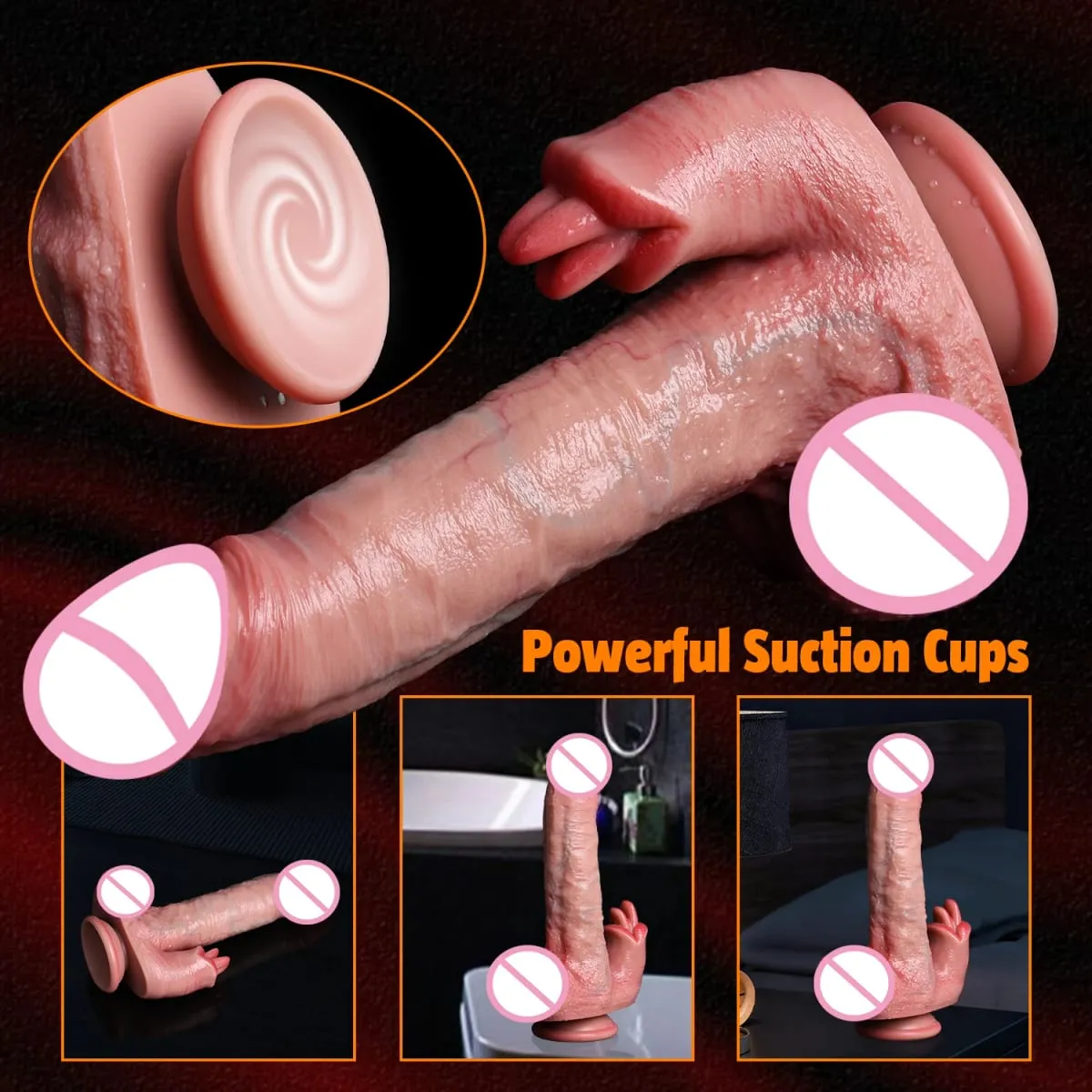 Realistic Tongue Lick Vibrator Dildo Telescopic Vaginal Penetration Masturbator Anal Plug Dildos Penis Heated Sex Toys For Women