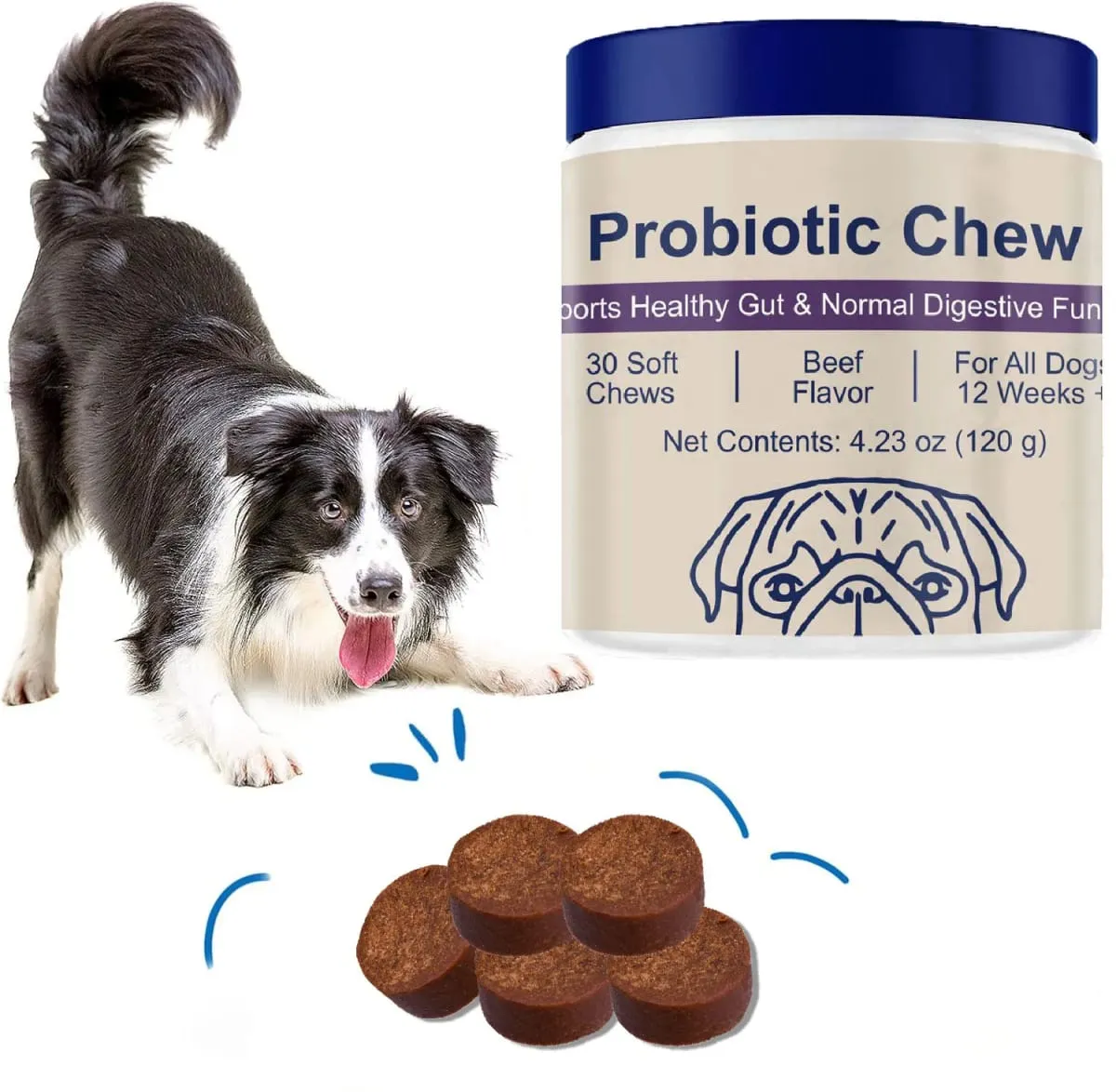 Probiotics Chews for Dogs Support Gut Health Paminsan-minsang Diarrhea Digestive Health at Pana-panahong Allergy - 30 Soft Chew — image 1