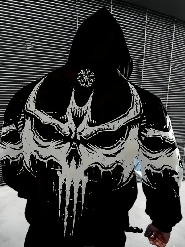 Gothic Bat 3D Print Luvtröjor för män Dam Street Style Sweatshirts Pullover Höst/Vinter Lös Casual Halloween träningsoverall