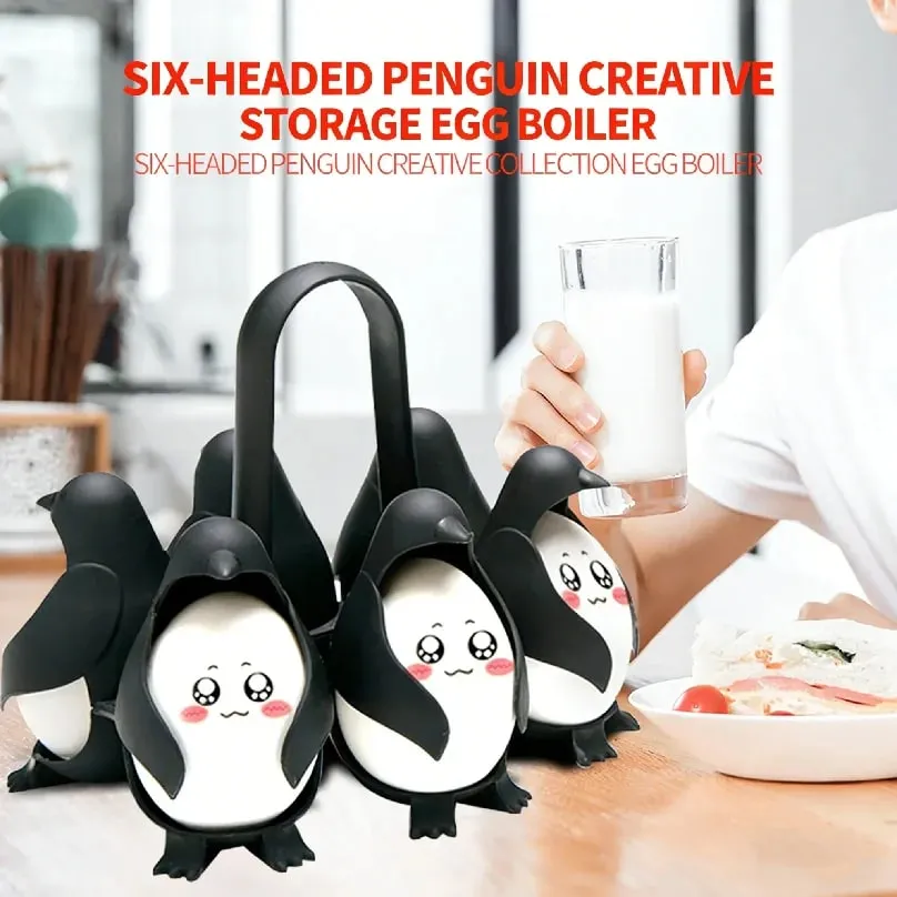 Cute Penguin Egg Boiler for Kitchen Gadget Egg Cooking Tool Egg Steamer Rack with Handle for Boiling Eggs — image 4