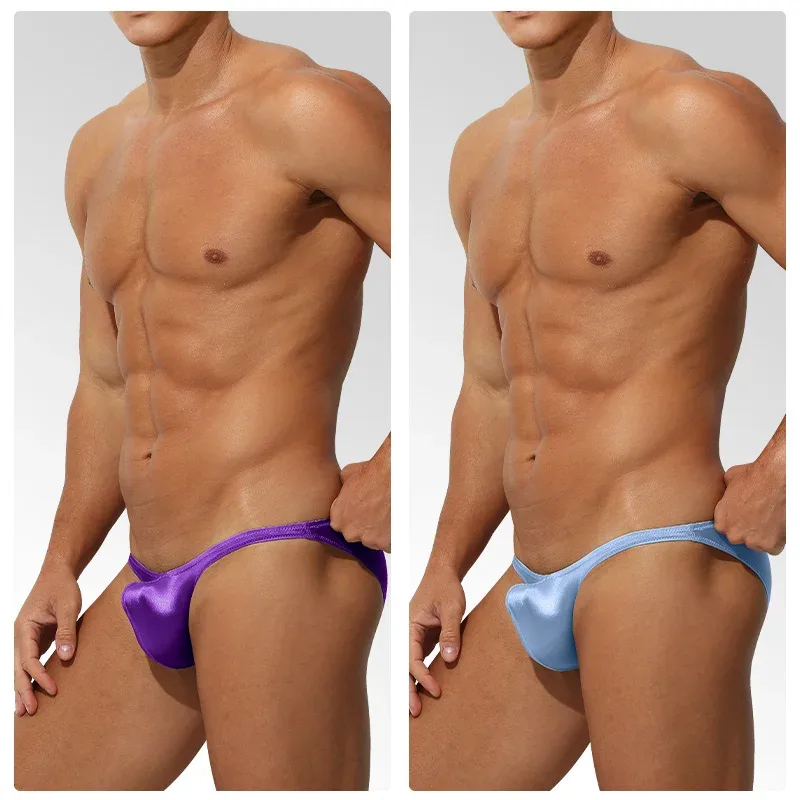 Intimo da uomo in raso di seta ghiaccio a vita bassa Aderente sportivo StyleJJ Boosting slip sensuali di lusso Youth Nylon Spandex — image 8