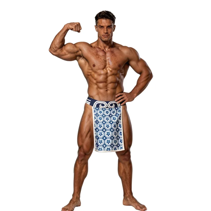Men Low Rise Crotchless Traditional Printed Japanese Sumo Briefs Thong Kimono Rokushaku Fundoshi Loincloth Panties Underwear — image 7