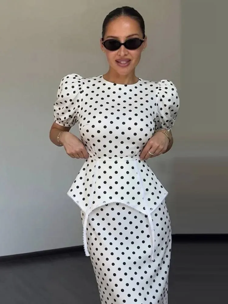 Vestido feminino estampa floral cetim gargantilha pescoço manga bufante cintura peplum vestidos maxi elegante vintage praia festa bodycon para mulheres — image 6