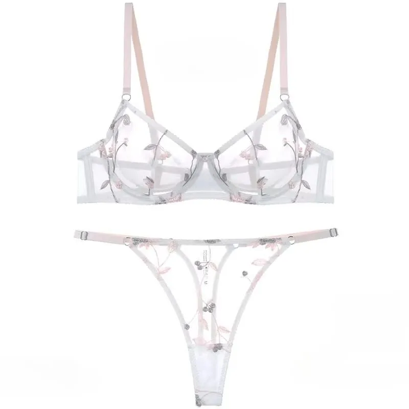 Modest European Lace Sheer Embroidery Underwire Bra Set Minimizer Anti-Sagging Support Big Bust Comfort Lingerie S-XL — image 6