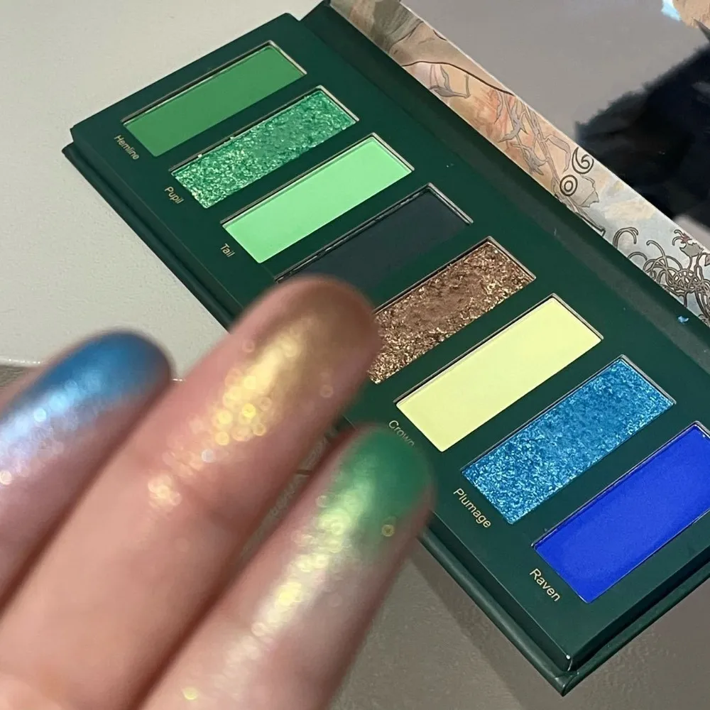 8-Color Smoked Green Eyeshadow Palette Metallic Blue Pearlescent Glitter Eye Shadow Plate Diamond Brightening Highlight Makeup — image 6