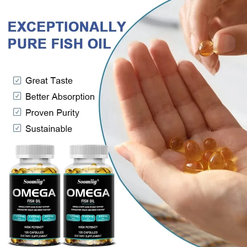 Omega 3 halolaj lágyzselé 3300 mg nagy hatékonyságú EPA-val és DHA-val Támogatja az energiát, a szívet, az ízületeket, a szem bőrét és az immunitást — image 4