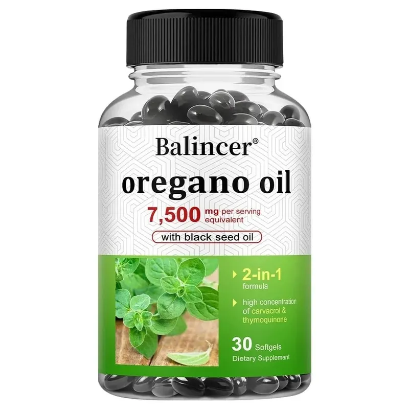 Óleo de orégano 7 500 mg com óleo de semente preta - alto suporte de carvacrol, músculo digestivo, nervo ósseo e saúde imunológica