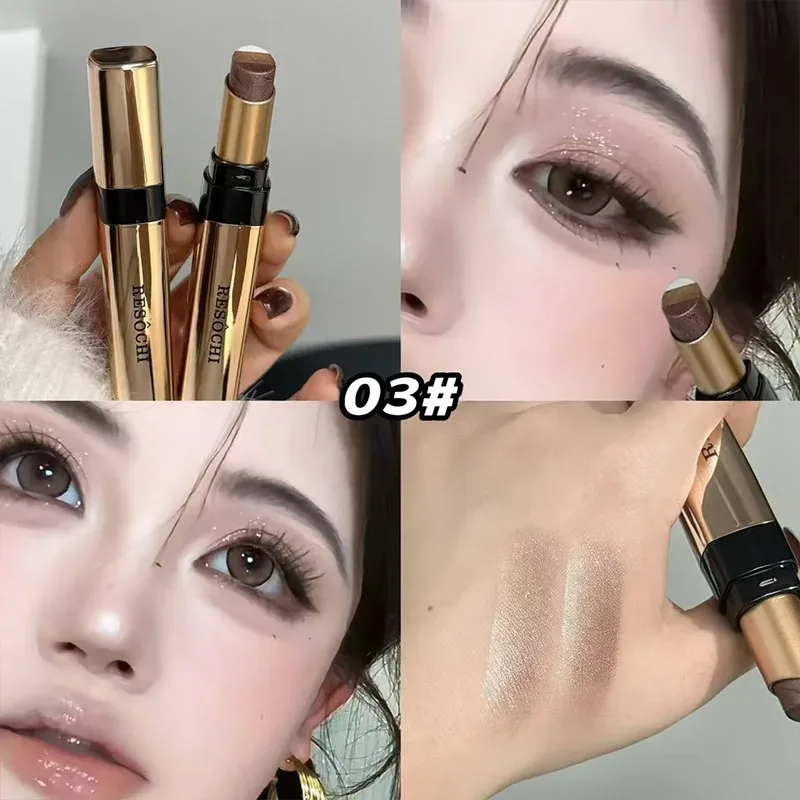 3 Colors Eyeshadow Stick Shimmer Glitter Cream Eye Shadow Waterproof Lasting High Pigmented Metallic Eyeshadow Pencil Makeup — image 4