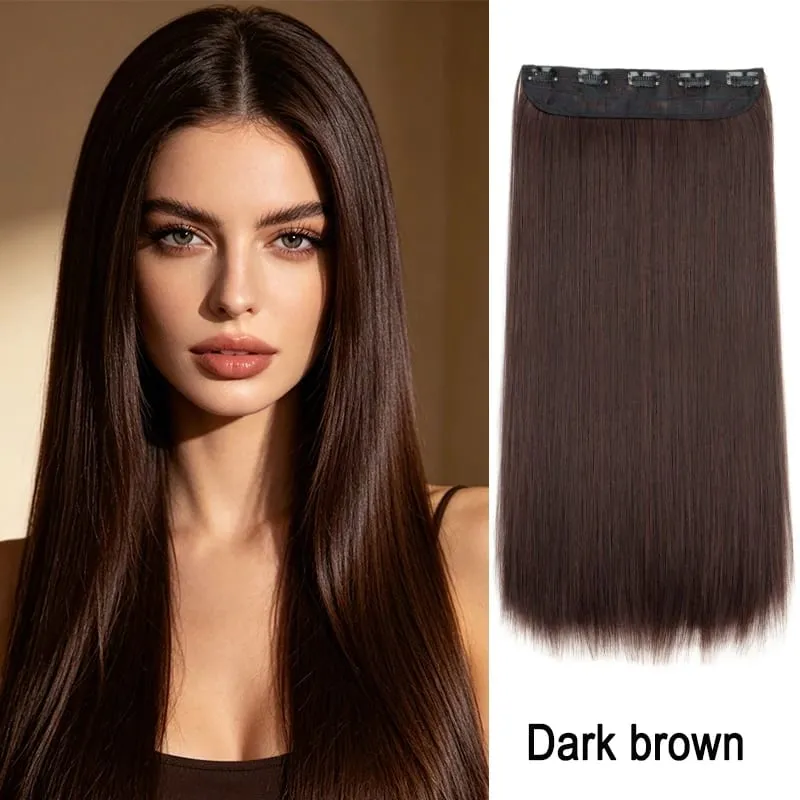 24Inch Synthetic Long Straight Thick One Piece Hair Extension Heat Resistant Fake Hair for Women Daily Use — image 8